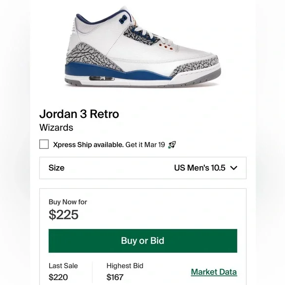 Jordan 3 Retro “Wizards” Men’s Size 10.5 - Picture 9 of 9